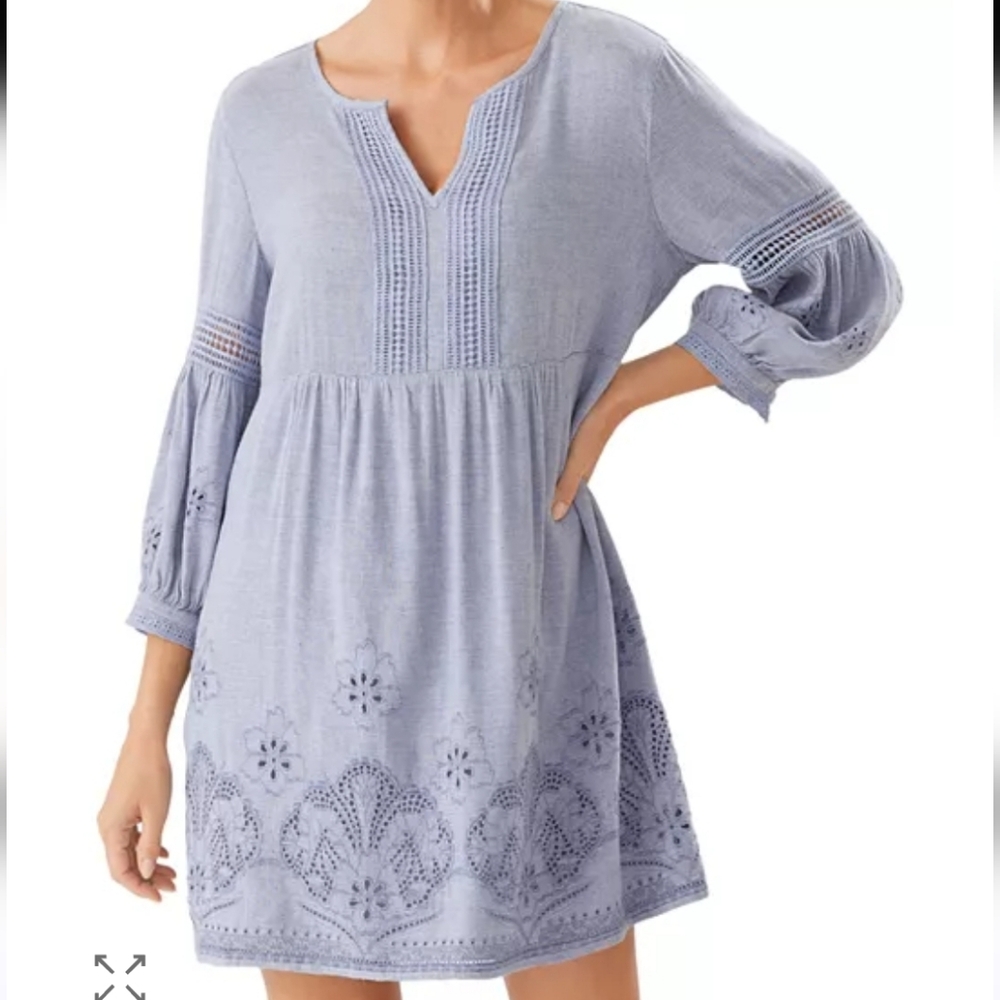 TOMMY BAHAMA ST. LUCIA SPLIT NECK DRESS SWIM COVER-UP